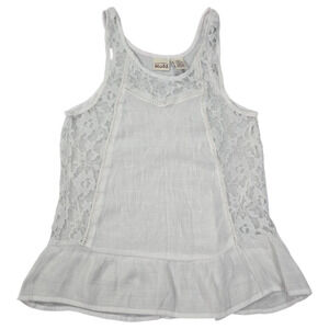 Mudd Womens XS White Sleeveless Top Sheer Y2K Whimsigoth Country Summer EUC